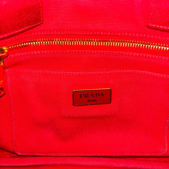 Prada Red Canapa Large Tote Bag - Picture 10 of 13